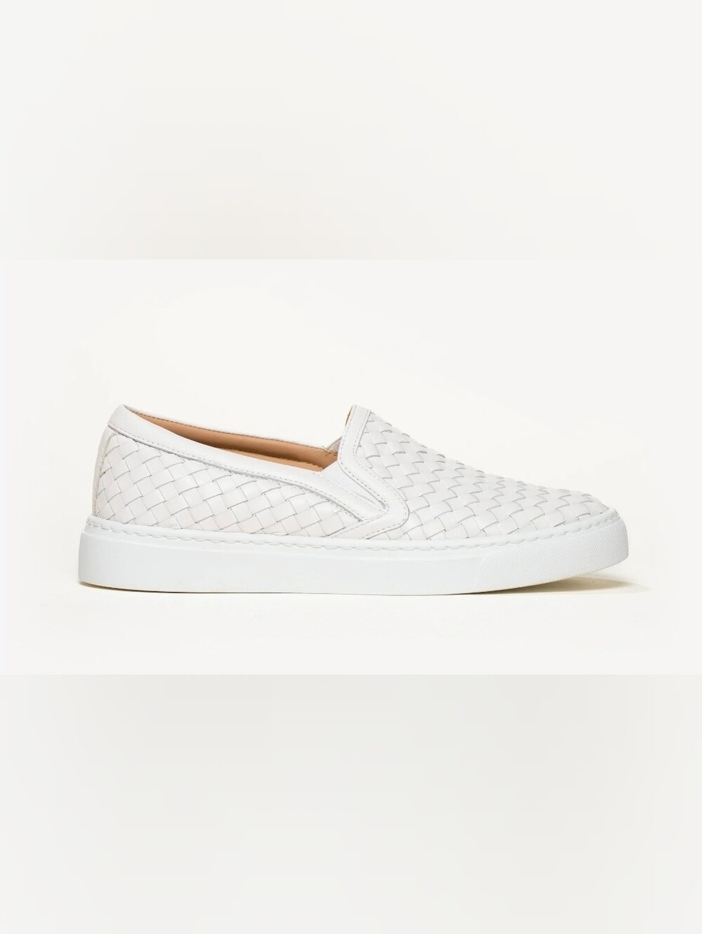 M. Gemi White Woven Leather Slip-On Sneakers Size 38